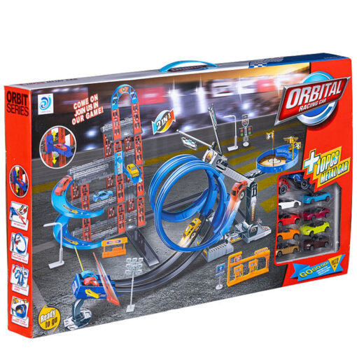 2 in 1 XL Orbital Racing Car Speed Track With 10 Metal Cars