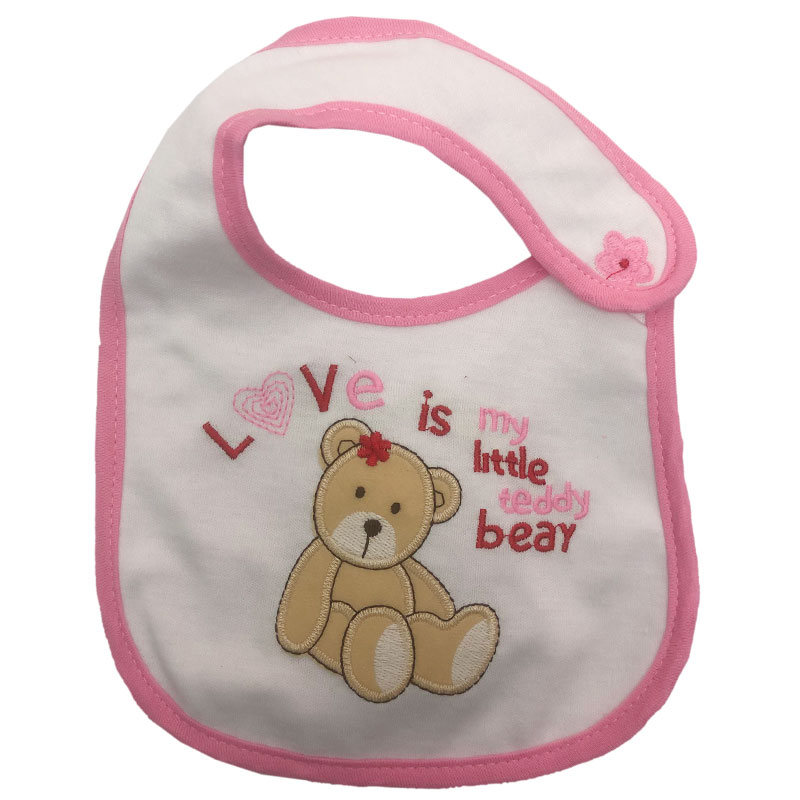 Carter's Deluxe 100% Cotton Baby Bib Pink Love Bear — Chez Les Petits