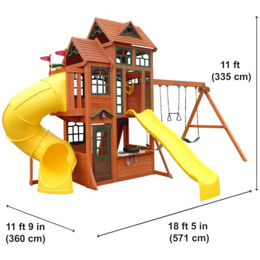 Canadian Wood Swing Deluxe With  Slide & Spiral Yellow Slide - Image 6