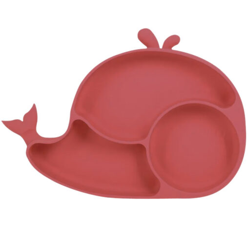 Deluxe Baby Silicone Suction Plate Fish Red Bordeaux