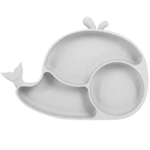 Deluxe Baby Silicone Suction Plate Fish Grey