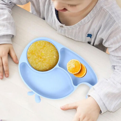 Deluxe Baby Silicone Suction Plate Fish Grey - Image 3