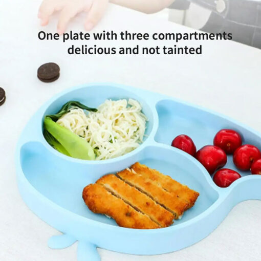 Deluxe Baby Silicone Suction Plate Fish Grey - Image 4