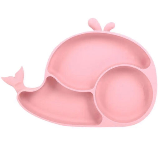 Deluxe Baby Silicone Suction Plate Fish Pink