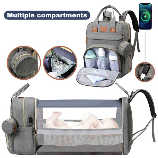 All In One Travel Maternity Bag With Carrycot Extension Grey - Image 3