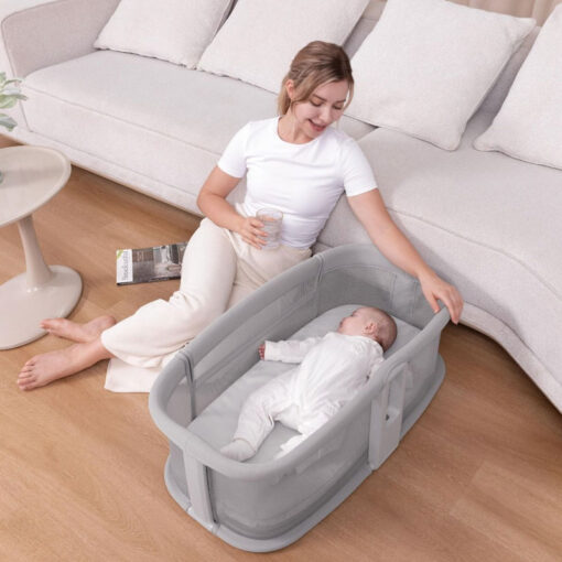 Mastela Dream Starlight Bedside Bassinet & Next 2 Me Light Grey - Image 3