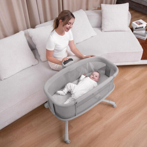 Mastela Dream Starlight Bedside Bassinet & Next 2 Me Light Grey - Image 4