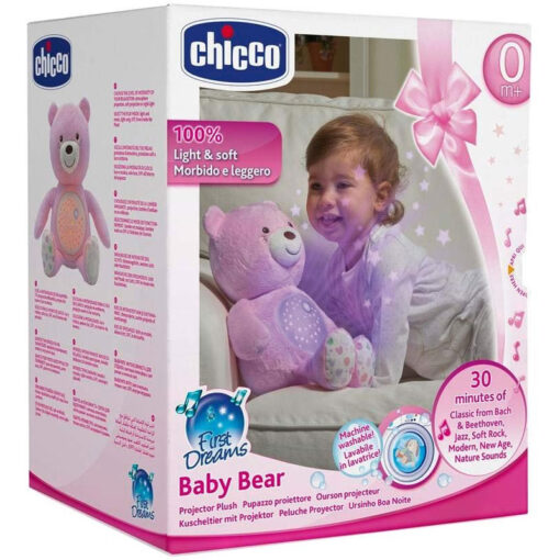 Chicco First Dreams Baby Bear Projector Plush Pink