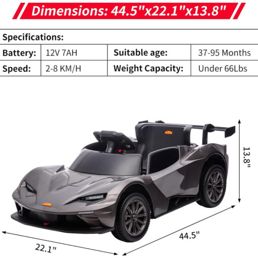 KTM X-Bow GTX Ride On 12v Electric Toy Car With R/C Grey - Image 7