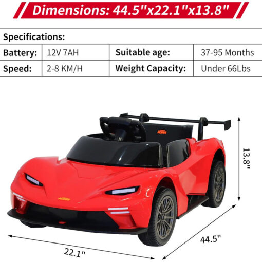 KTM X-Bow GTX Ride On 12v Electric Toy Car With R/C Red - Image 7