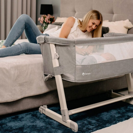 Lionelo Theo Next2Me Bedside Cot 2 in 1 Dark Grey - Image 5