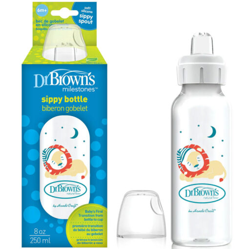 Dr Brown's 6m+ 250ml Baby's First Transition Bottle To Cup Sippy Bottle Lion