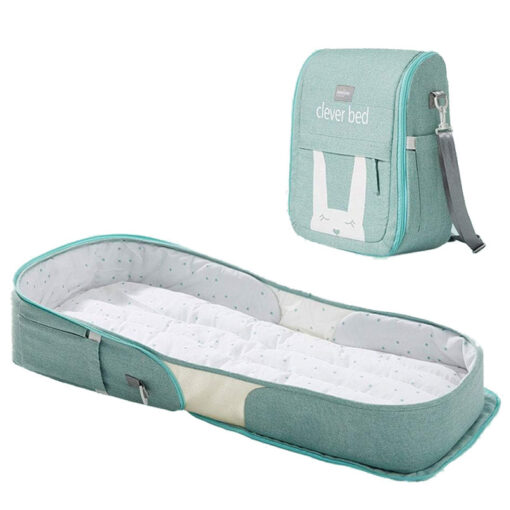 Deluxe Bunny Baby Travel Foldable Carrycot Green