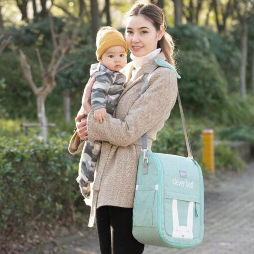 Deluxe Bunny Baby Travel Foldable Carrycot Green - Image 4