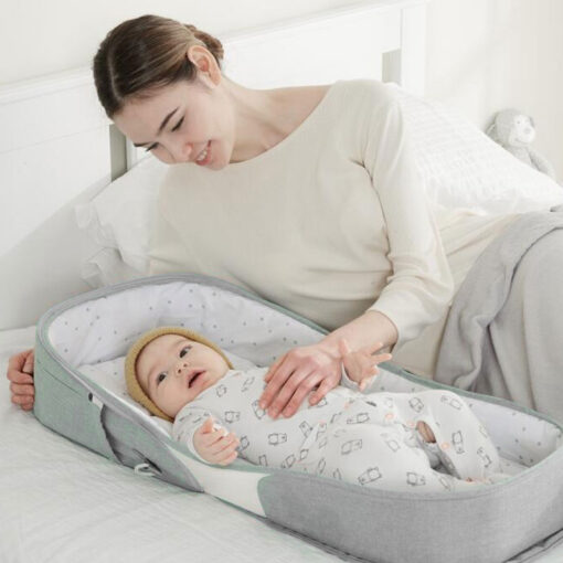 Deluxe Bunny Baby Travel Foldable Carrycot Grey - Image 2