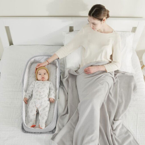 Deluxe Bunny Baby Travel Foldable Carrycot Grey - Image 3