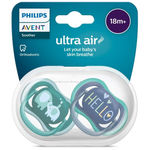 Avent 18m+ Pacifiers Ultra Air Hello Elephant Blue