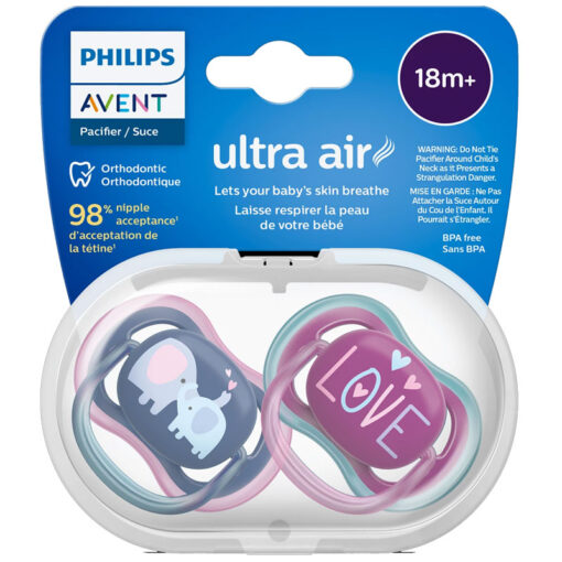 Avent 18m+ Pacifiers Ultra Air Hello Elephant Purple