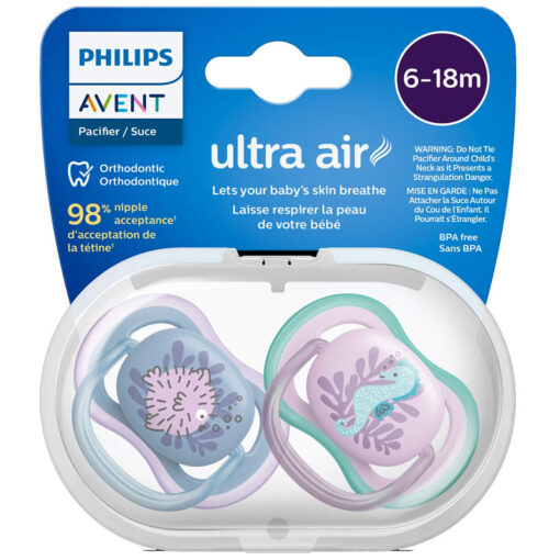 Avent 6-18m Pacifiers Ultra Air Sea Creatures Purple