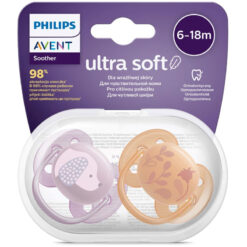 Avent 6-18m Pacifiers Ultra Soft Dog Purple