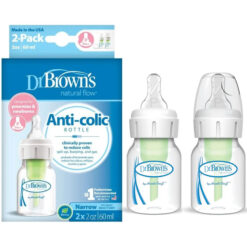 Dr Brown's Pack Of 2x 60ml Anti Colic Narrow Baby Bottles