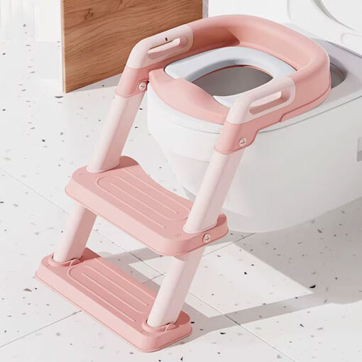 Trendy Baby Toilet Reducer Seat With Ladder Pink - Image 2