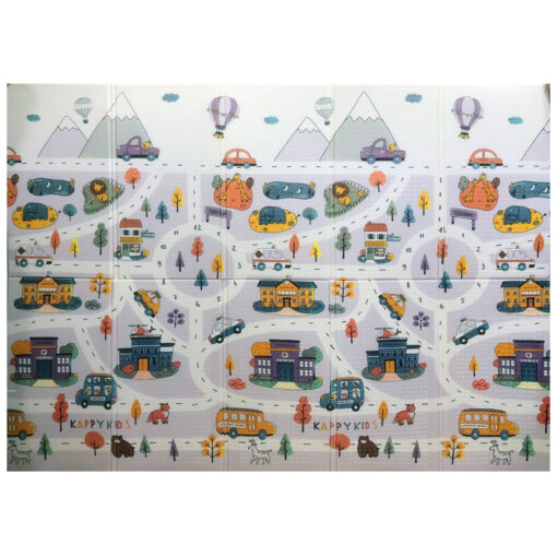 Deluxe 2 x 1.5m Baby Foldable Floor Play Mat Cars & Tracks