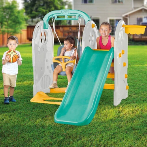 Dolu 2 Years+ 4 in 1 Playground Swing Slide Climbing & Basketball - Image 2