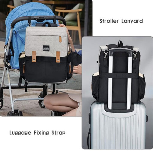 Deluxe Syllable Momme & Baby Maternity Bag Black - Image 4
