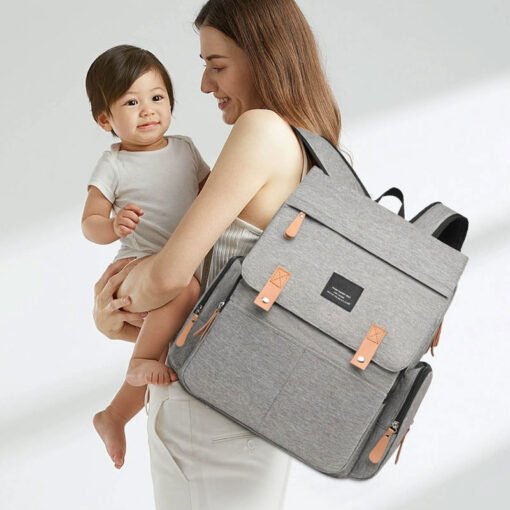 Deluxe Syllable Momme & Baby Maternity Bag Grey - Image 2