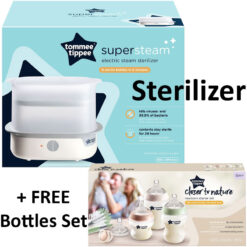 Tommee Tippee Advanced Electric Steriliser White + FREE Newborn Starter Bottles Set