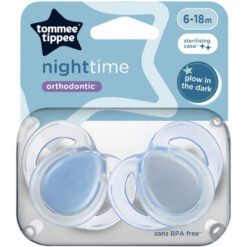Tommee Tippee 6-18m NightTime Soothers Pacifiers Glow In The Dark Blue