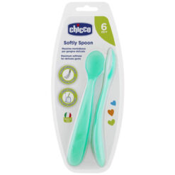 Chicco 6m+ Softly Spoon 2x Super Soft Silicone Spoons Blue
