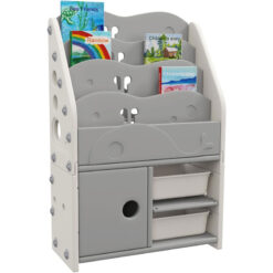 Trendy Children Bedroom Plastic Bookshelf Cabinet Grey