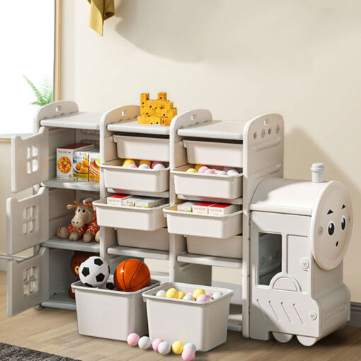 Trendy Children XL Bedroom Plastic Train Bookshelf Cabinet White - Image 2