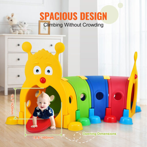 Fun Baby & Toddler Climb & Crawl Through Tunnel Caterpillar Multicolor - Image 2