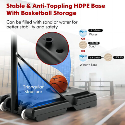 Professional XL Basketball Hoop Set With Black Backboard Adjust - Image 3