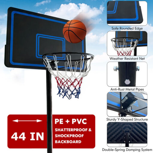 Professional XL Basketball Hoop Set With Black Backboard Adjust - Image 5
