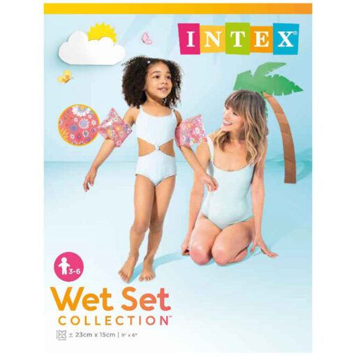 Intex 23 x 15cm Deluxe Inflatable Arm Floats Bands Flowers Pink