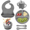 Complete Baby Silicone Suction Meal Set Grey