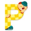 Janod 1x Wood Clown Alphabet Letter P