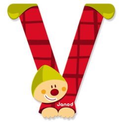 Janod 1x Wood Clown Alphabet Letter V