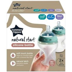 Tommee Tippee 0m+ 2x 260ml Self Sterilizing Silicone Feeding Bottles