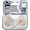Tommee Tippee 0-6m Anytime Orthodontic Soothers Pacifiers Grey