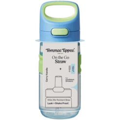 Tommee Tippee 18m+ 500ml On The Go Straw Flip Top Water Bottle Blue