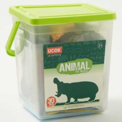 Big Safari Animal The World Bucket With 30pcs Play Figurines Set