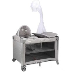 Alternative view of Kidilo Deluxe Baby Travel Cot Next 2 Me Bed + Portable Bassinet Light Grey