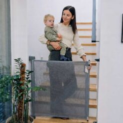 Alternative view of Indoor & Outdoor Retractable Baby Safety Gate Mesh Fence Light Grey