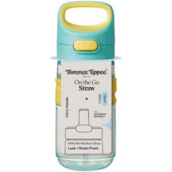 Tommee Tippee 18m+ 500ml On The Go Straw Flip Top Water Bottle Green