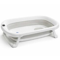 Deluxe Foldable Baby Bathtub With Thermometer White & Grey